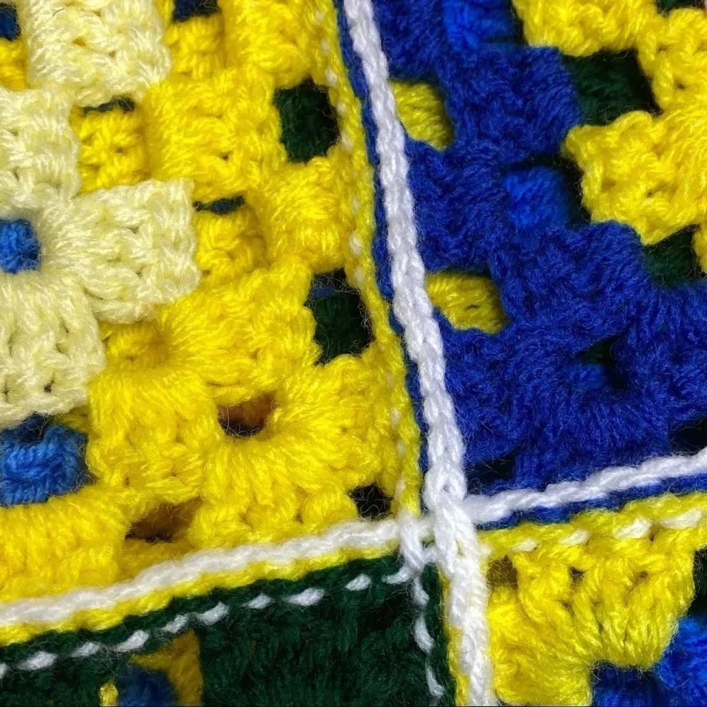 Hand crocheted granny square baby Afghan size 49” X 37”